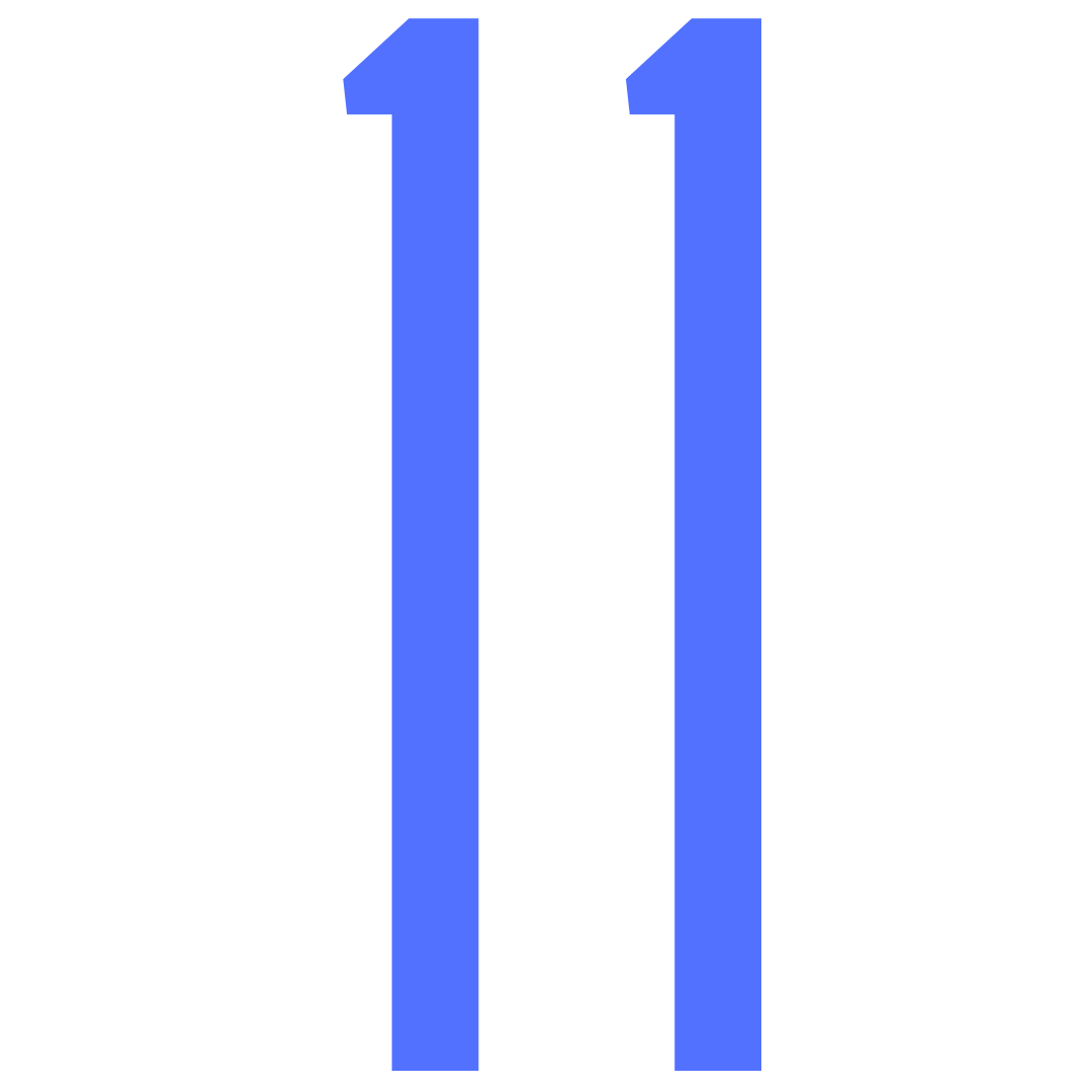 Image of number eleven with transparent background