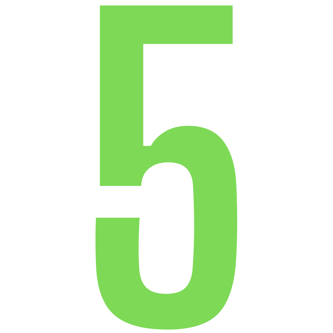 Image of number five with transparent background