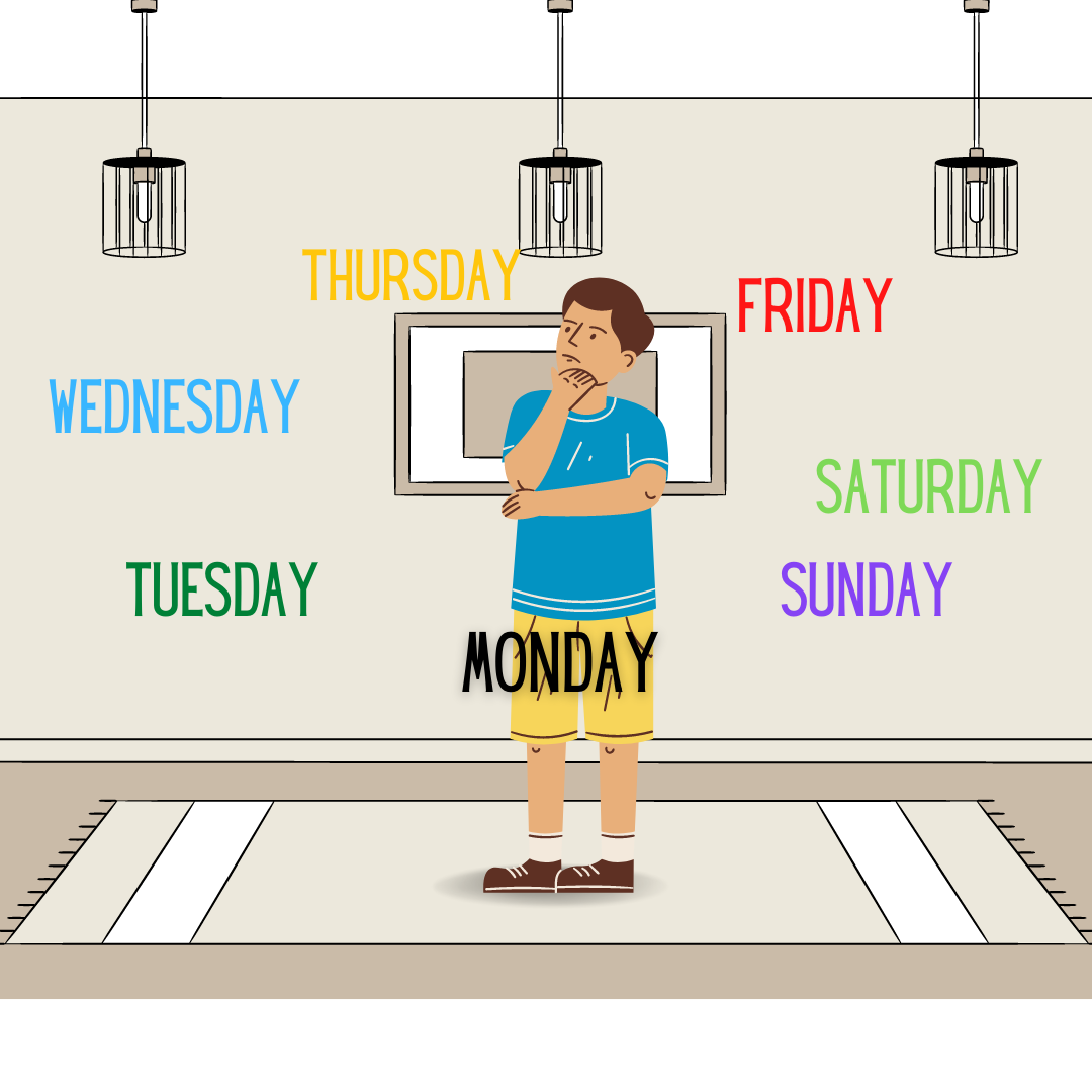 image showing days of the week around a person